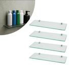 Kit 04 Prateleiras Retangular de Vidro 40cm x 10cm