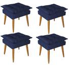 Kit 04 Puff Puf Banqueta Opala Para Quarto Sala Recepção Suede Azul Marinho - Ninho Decor