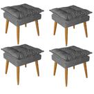 Kit 04 Puff Puf Banqueta Opala Para Quarto Sala Recepção Suede Cinza - Ninho Decor