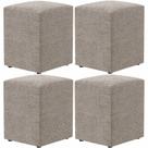 Kit 04 Puffs Quadrado L02 Decorativo Bouclê Bege - Lyam Decor