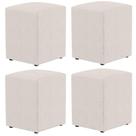 Kit 04 Puffs Quadrado L02 Decorativo Linho Cru - Lyam Decor