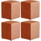 Kit 04 Puffs Quadrado L02 Decorativo material sintético Camel - Lyam Decor