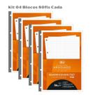 Kit 04 Refil Para Caderno Argolado Fichário Tiliflex Quadriculado 80 Folhas Tilibra