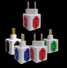 Kit 05 Adaptador de Tomada Cubo Colorido 4 Entradas 10A 20A