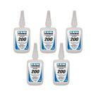 Kit 05 Adesivo Instantâneo 100g Tekbond 200 Alta Viscosidade