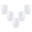 Kit 05 Baldes Plástico 5L Atóxico com Tampa Hermética e Alça para Armazenamento Alimentos Bebidas