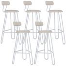 Kit 05 Banqueta Alta Bar Cozinha Sala de Jantar Áris C01 Branco Linho Areia - Lyam Decor