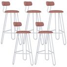 Kit 05 Banqueta Alta Bar Cozinha Sala de Jantar Áris C01 Branco Linho Rosê - Lyam Decor