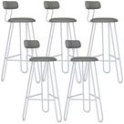 Kit 05 Banqueta Alta Bar Cozinha Sala de Jantar Áris C01 Branco material sintético Cinza - Lyam Decor