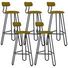 Kit 05 Banqueta Alta Bar Cozinha Sala de Jantar Áris C01 Preto Linho Mostarda - Lyam Decor