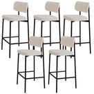 Kit 05 Banquetas Alta Bar Cozinha Sala De Jantar Aço Preto Kaira C01 Linho Palha - Lyam Decor Kit 05 Banquetas Alta Bar Cozinha Sala De Jantar Aço Preto Kaira C01 Linho Palha - Lyam Decor