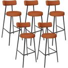 Kit 05 Banquetas Alta Bar Cozinha Sala De Jantar Em Aço Milão L02 Tecido Terracota - Lyam Decor