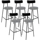 Kit 05 Banquetas Alta Cozinha Sala Jantar Em Aço Milão L02 material sintético Preto Pied Poule - Lyam Decor Kit 05 Banquetas Alta Cozinha Sala Jantar Em Aço Milão L02 material sintético Preto Pied Poule - Lyam Decor