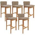 Kit 05 Banquetas Alta Para Cozinha Sala de Jantar Bar Dara L02 Bouclê Bege - Lyam Decor