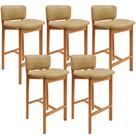 Kit 05 Banquetas Alta Para Cozinha Sala de Jantar Bar Dara L02 material sintético Fendi - Lyam Decor Kit 05 Banquetas Alta Para Cozinha Sala de Jantar Bar Dara L02 material sintético Fendi - Lyam Decor