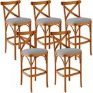 Kit 05 Banquetas Altas Cozinha Bancada Bar Sala De Jantar Estofada ávila L02 Suede Cinza - Lyam Kit 05 Banquetas Altas Cozinha Bancada Bar Sala De Jantar Estofada ávila L02 Suede Cinza - Lyam