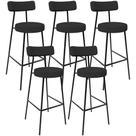 Kit 05 Banquetas Altas Cozinha Bar Sala De Jantar Em Aço Milão L02 Bouclê Preto - Lyam Decor Kit 05 Banquetas Altas Cozinha Bar Sala De Jantar Em Aço Milão L02 Bouclê Preto - Lyam Decor
