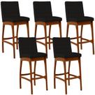 Kit 05 Banquetas Altas Mila Suede Preto Kit 05 Banquetas Altas Mila Suede Preto