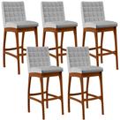 Kit 05 Banquetas Altas Para Cozinha Sala de Jantar Fixa Mila L02 Facto Cinza Metalizado - Lyam Decor Kit 05 Banquetas Altas Para Cozinha Sala de Jantar Fixa Mila L02 Facto Cinza Metalizado - Lyam Decor