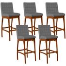 Kit 05 Banquetas Altas Para Cozinha Sala de Jantar Fixa Mila L02 Suede Cinza - Lyam Decor Kit 05 Banquetas Altas Para Cozinha Sala de Jantar Fixa Mila L02 Suede Cinza - Lyam Decor