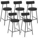 Kit 05 Banquetas Baixa Bar Cozinha Sala De Jantar Estrutura Em Aço Milão L02 Suede Preto - Lyam Decor Kit 05 Banquetas Baixa Bar Cozinha Sala De Jantar Estrutura Em Aço Milão L02 Suede Preto - Lyam Decor
