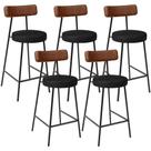 Kit 05 Banquetas Baixa Cozinha Sala Jantar Bancada Milão L02 material sintético Marrom Preto -LyamDecor
