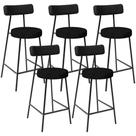 Kit 05 Banquetas Baixa Cozinha Sala Jantar Bancada Milão L02 material sintético Preto Linho Chumbo -LyamDecor Kit 05 Banquetas Baixa Cozinha Sala Jantar Bancada Milão L02 material sintético Preto Linho Chumbo -LyamDecor