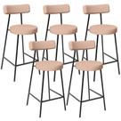 Kit 05 Banquetas Baixa Para Cozinha Sala De Jantar Bar Bancada Milão L02 Linho Rosê -LyamDecor