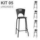 KIT 05 Banquetas Fixa Alta Piacere - Cor Preto - 34107