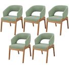 Kit 05 Cadeiras de Jantar e Estar Living Estofada Lince L02 Bouclê Oliva - Lyam Decor