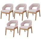 Kit 05 Cadeiras de Jantar e Estar Living Estofada Lince L02 Suede Rosê - Lyam Decor