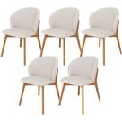 Kit 05 Cadeiras De Jantar E Estar Living Estofada Mia L02 Linho Cru - Lyam Decor