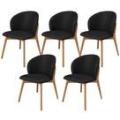 Kit 05 Cadeiras de Jantar e Estar Living Estofada Mia L02 material sintético Preto - Lyam Decor