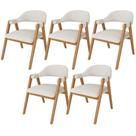 Kit 05 Cadeiras De Jantar E Estar Living Estofada Nadja L02 Bouclê Cru - Lyam Decor