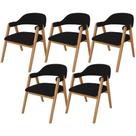 Kit 05 Cadeiras De Jantar E Estar Living Estofada Nadja L02 Bouclê Preto - Lyam Decor