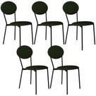 Kit 05 Cadeiras Estofada Para Sala de Jantar Azuri Preto C01 Linho Verde Musgo - Lyam Decor Kit 05 Cadeiras Estofada Para Sala de Jantar Azuri Preto C01 Linho Verde Musgo - Lyam Decor