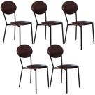 Kit 05 Cadeiras Estofada Para Sala De Jantar Azuri Preto C01 material sintético Café - Lyam Decor Kit 05 Cadeiras Estofada Para Sala De Jantar Azuri Preto C01 material sintético Café - Lyam Decor