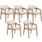 Kit 05 Cadeiras Para Sala De Jantar Estar Living Giorgia B04 Linho Cru