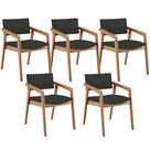 Kit 05 Cadeiras Para Sala De Jantar Estar Living Giorgia B04 Linho Verde Musgo