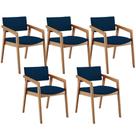 Kit 05 Cadeiras Para Sala De Jantar Estar Living Giorgia B04 Suede Azul Marinho
