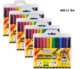 Kit 05 Canetinhas Hidrográfica BIG 12 Cores Colorida Grossa Jumbo BRW Kit 05 Canetinhas Hidrográfica BIG 12 Cores Colorida Grossa Jumbo BRW