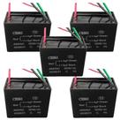 Kit 05 capacitor polipropi 4 6 x450v - 3fios quadrado cbb61