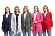 Kit 05 cardigans feminino kimono com bico manga longa