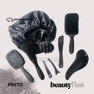 Kit 05 Escova Raquete Flex Escova Mágica e Polvo Massageador de Silicone Touca de Cetim Beauty Flash