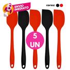 Kit 05 Espátula Pão Duro Silicone Utensílio Cozinha Raspadora Massas Bolos Confeitaria