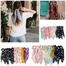 Kit 05 Laços Longo De Cabelo Estampado Rabicó Cetim Lenço Scrunchie