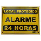 Kit 05 Placas de Advertência Em Alumínio Alarme 24 Horas 18X13