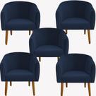 kit 05 Poltrona Julia Decoração Salão Cadeira Escritório Recepção Estar Amamentação Suede Azul Marrinho - D'Classe Decor
