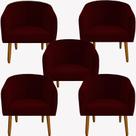 kit 05 Poltrona Julia Decoração Salão Cadeira Escritório Recepção Estar Amamentação Suede Marsala - D'Classe Decor