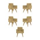 Kit 05 Poltronas Nina Decorativa Para Recepção Balaqui Decor Cor:capuccino